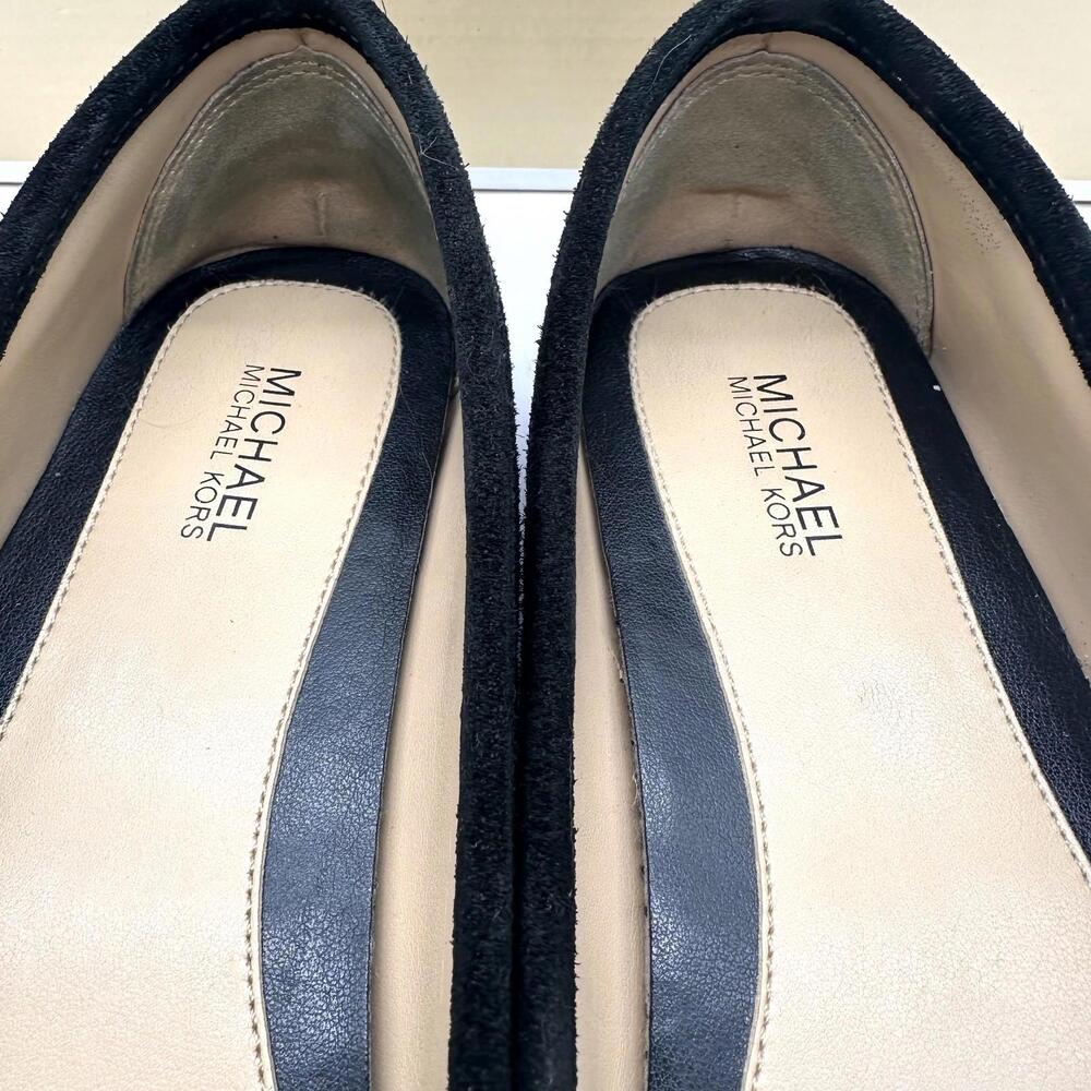 Michael Kors Gloria Black Suede Gold Accent Ballet Flat Moccasin Shoes 6.5 - Picture 4 of 9